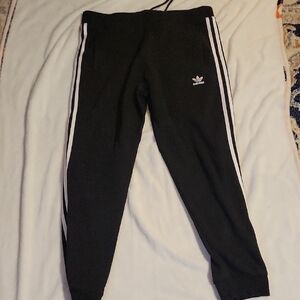 adidas Black Track Pants with White Three-Stripes